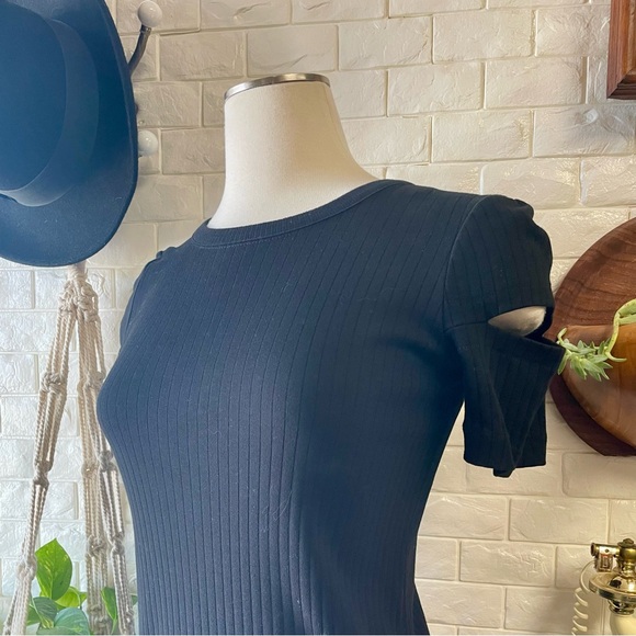 Helmut Lang Ribbed Cutout Mini Dress in Black Size Small - Picture 7 of 15